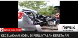 Video Kecelakaan di Perlintasan Kereta Api di Blitar, 1 Orang Meninggal 