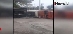 Video Truk Bawa Cairan Kimia Berbahaya Terguling, Warga Diminta Tidak Mendekat