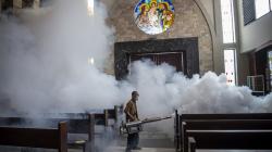 Jelang Hari Raya Natal, Gereja Santo Yosef Palembang Difogging<