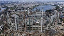 Penampakan dari Udara Progres Pembangunan Jakarta International Stadium
