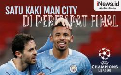 Infografis Satu Kaki Manchester City di Perempat Final usai Hajar Monchengladbach