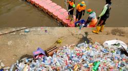 Ribuan Botol Plastik Dikumpulkan dari Kali Ciliwung