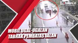 Video Mobil Ugal-ugalan Tabrak Pembatas Jalan di Tasikmalaya Terekam CCTV