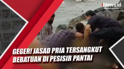 Video Jasad Pria Tersangkut Bebatuan di Pantai Pesanggrahan Tasikmalaya