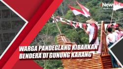 Video Warga Pandeglang Kibarkan Bendera di Gunung Karang yang Terjal