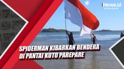 Video Spiderman Kibarkan Bendera di Pantai Kuto Parepare Meriahkan Perayaan HUT Ke-76 RI