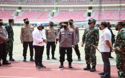 Panglima TNI, Kapolri dan Menpora Tinjau Kesiapan Stadion dan Arena Akuatik PON XX 