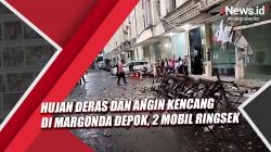Video Hujan Deras dan Angin Kencang di Margonda Depok, 2 Mobil Ringsek Tertimpa Panel Bangunan