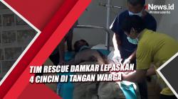 Video Tim Rescue Damkar Berhasil Lepaskan 4 Cincin di Tangan Warga Gowa