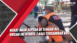 Video Nekat Main Sepeda di Tengah Rel, Bocah Ini Nyaris 2 Kali Tersambar KRL