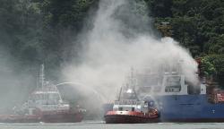 Kapal Kargo Soemantri Brodjonegoro Terbakar di Teluk Penyu Cilacap