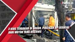 Video 3 Kios Terbakar di Bogor, Percikan Api Berasal dari Motor yang Diservis