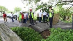 Jembatan Ambles di Samping Gedung Muhammadiyah Lampung Selatan Diperbaiki