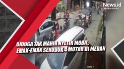 Video Diduga Tak Mahir Nyetir Mobil, Emak-Emak Seruduk 4 Motor di Medan