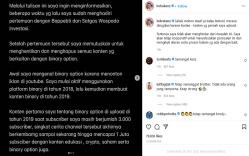 Crazy Rich Medan Indra Kenz Minta Maaf, Akui Platform Binomo Ilegal<