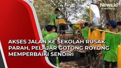 Video Akses Jalan ke Sekolah Rusak Parah, Pelajar Gotong Royong Memperbaiki Sendiri