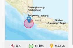  Gempa Terkini Mangnitudo 4.5 Guncang Sumur, Terasa hingga Lebak dan Anyer<