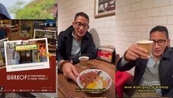 Singgah ke Warkop di New York, Sandiaga Uno Cicipi Me Telur Kornet dan Kopi Gayo
