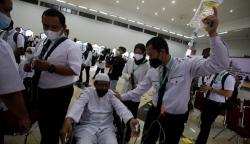 Petugas Gelar Simulasi Layanan Haji di Saudi dari Kedatangan hingga Bantu Jemaah Sakit