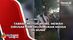Tabrak Motor, Mobil Dirusak dan Digulingkan Massa di Muna