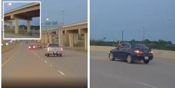Viral Pengemudi Sedan Mewah Acungkan Kapak Lalu Tabrak Mobil Lain hingga Terjungkal
