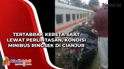 Tertabrak Kereta saat Lewat Perlintasan, Kondisi Minibus Ringsek di Cianjur