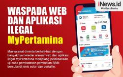 Infografis Waspada Web dan Aplikasi Ilegal MyPertamina  <