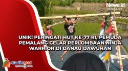 Unik! Peringati HUT ke-77 RI, Pemuda Pemalang Gelar Perlombaan Ninja Warrior di Danau Dawuhan