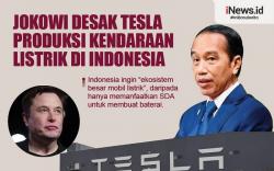 Infografis Jokowi Desak Tesla Produksi Kendaraan Listrik di Indonesia