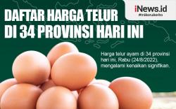 Infografis Daftar Harga Telur di 34 Provinsi Hari Ini
