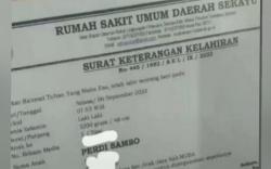 Viral! Bayi Diberi Nama Perdi Sambo di Musi Banyuasin <