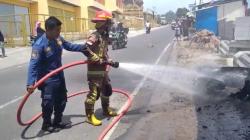 Tangki BBM Bocor, Vespa di Limbangan Garut Hangus Terbakar<