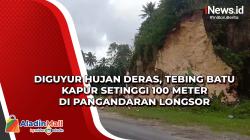 Diguyur Hujan Deras, Tebing Batu Kapur Setinggi 100 Meter di Pangandaran Longsor<