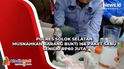 Polres Solok Selatan Musnahkan Barang Bukti 166 Paket Sabu Senilai Rp60 Juta