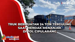 Truk Bermuatan 24 Ton Terguling saat Hendak Menanjak di Tol Cipularang