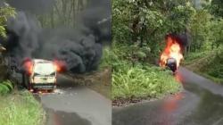 Minibus Angkut BBM Terbakar Hebat di Cigugur Pangandaran, Sopir Loncat Selamatkan Diri<
