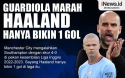 Infografis Pep Guardiola Marah Erling Haaland Cuma Bikin 1 Gol Lawan Southampton