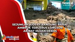 Sejumlah Kios di Bandung Barat Ambruk Tergerus Longsor akibat Hujan Deras<