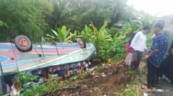 Penampakan Bus ALS Kecelakaan di Tapsel, Kendaraan Terbalik 