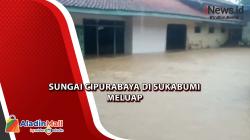 Sungai Cipurabaya di Sukabumi Meluap, Pasar Purabaya Sukabumi Terendam Banjir<