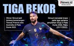 Infografis Giroud Ciptakan 3 Rekor saat Prancis Hajar Australia