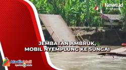 Jembatan Ambruk di Ogan Ilir, Mobil Pengangkut Sawit Nyemplung ke Sungai