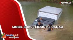 Mobil Boks Tercebur ke Danau Setelah Hilang Kendali saat Hindari Motor