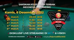 Link Live Streaming Kejurnas Biliar 2022 Hari Ini, Panggung Atlet Terbaik Beraksi 