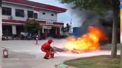Heboh Motor Terbakar usai Isi BBM di SPBU Tambahsari Pringsewu