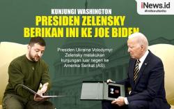 Infografis Zelensky Berikan Medali Titipan Tentara Ukraina untuk Joe Biden