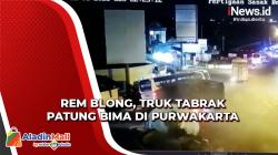 Detik-Detik Truk Tabrak Patung Bima dan Bus Karyawan akibat Rem Blong di Purwakarta<