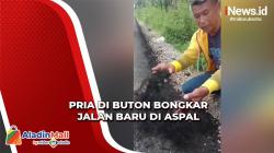 Heboh, Pria di Buton Bongkar Jalan Baru di Aspal, Diduga Asal Jadi