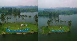 Viral Pulau Kecil di Tengah Danau di Pengalengan Bandung, Suasananya Alami dan Asri<