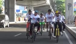 Perindo Sulsel Sosialisasi Partai Melalui Gowes dan Sebar Pamflet Jadwal Imsakiyah di Car Free Day<